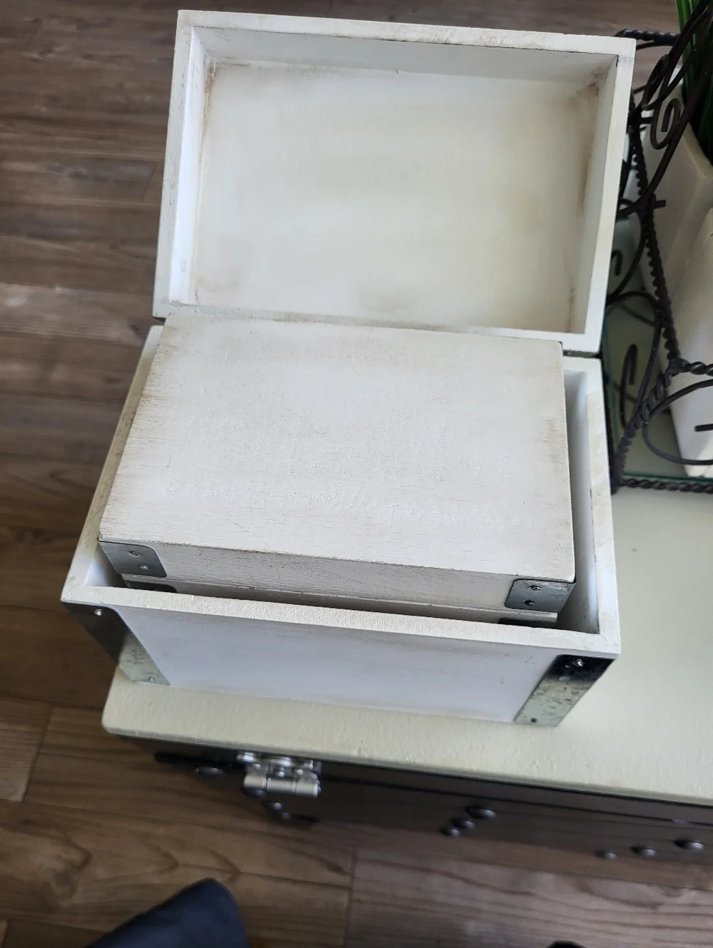 Shabby Chic Nesting Wood Boxes Set of 3 | Distressed White Farmhouse